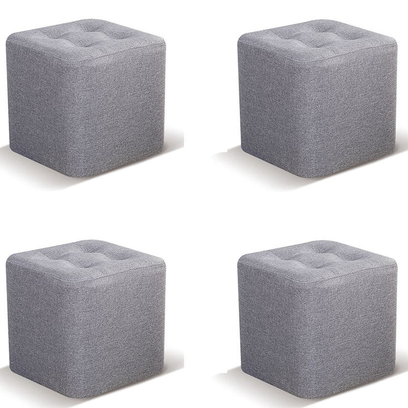 Tufted quadratische Form Ottomane moderne Leinenmischung gepolsterter Pouf