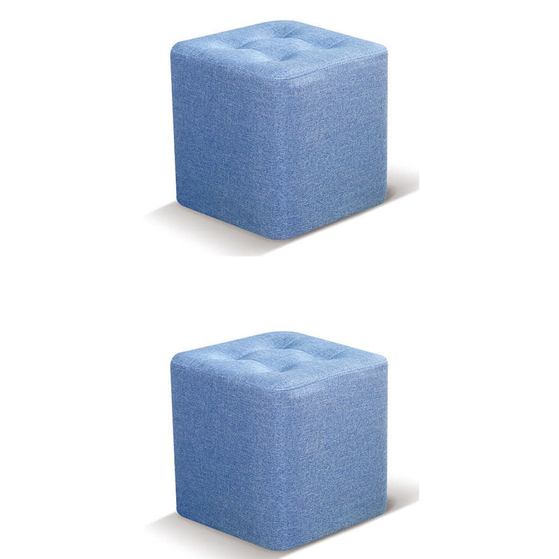 Tufted quadratische Form Ottomane moderne Leinenmischung gepolsterter Pouf