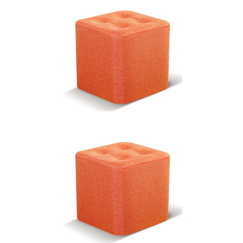 Tufted quadratische Form Ottomane moderne Leinenmischung gepolsterter Pouf