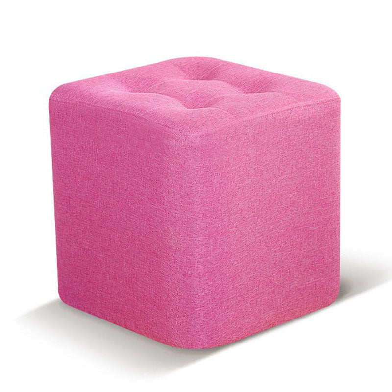 Tufted quadratische Form Ottomane moderne Leinenmischung gepolsterter Pouf