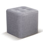 Tufted quadratische Form Ottomane moderne Leinenmischung gepolsterter Pouf