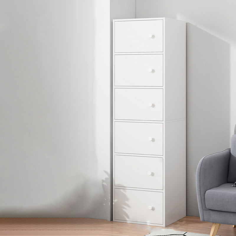 Contemporary Manufactured Wood Accent Cabinet Rectangle Knobs Accent Cabinet 16"L x 12"W x 60"H White Clearhalo 'Cabinets & Chests' 'cabinets_chests' 'furn' 'furn_cabinets_chests' 'Furniture' 'Living Room Furniture' 7365476