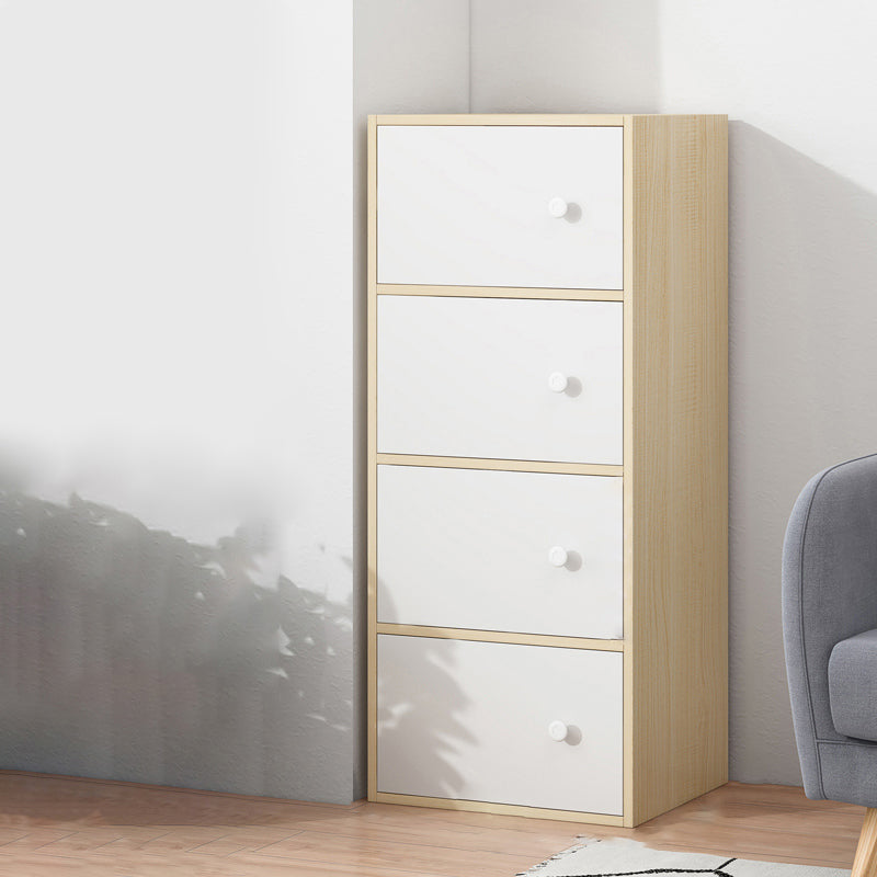 Contemporary Manufactured Wood Accent Cabinet Rectangle Knobs Accent Cabinet 16"L x 9"W x 40"H Natural Wood White Clearhalo 'Cabinets & Chests' 'cabinets_chests' 'furn' 'furn_cabinets_chests' 'Furniture' 'Living Room Furniture' 7365478