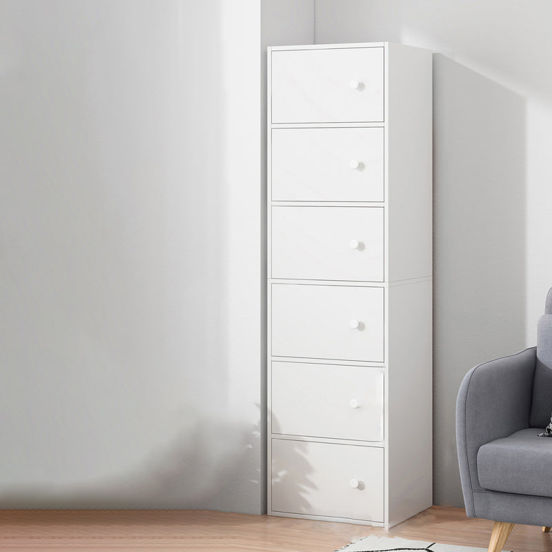 Contemporary Manufactured Wood Accent Cabinet Rectangle Knobs Accent Cabinet 16"L x 9"W x 60"H White Clearhalo 'Cabinets & Chests' 'cabinets_chests' 'furn' 'furn_cabinets_chests' 'Furniture' 'Living Room Furniture' 7365484