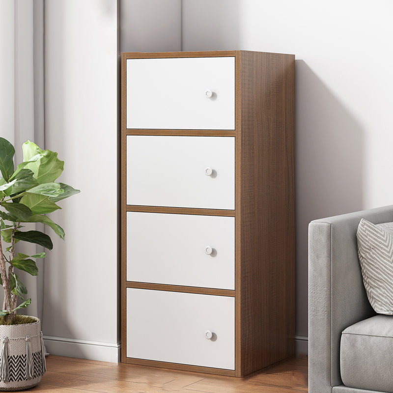 Contemporary Manufactured Wood Accent Cabinet Rectangle Knobs Accent Cabinet 16"L x 12"W x 40"H Brown White Clearhalo 'Cabinets & Chests' 'cabinets_chests' 'furn' 'furn_cabinets_chests' 'Furniture' 'Living Room Furniture' 7365487