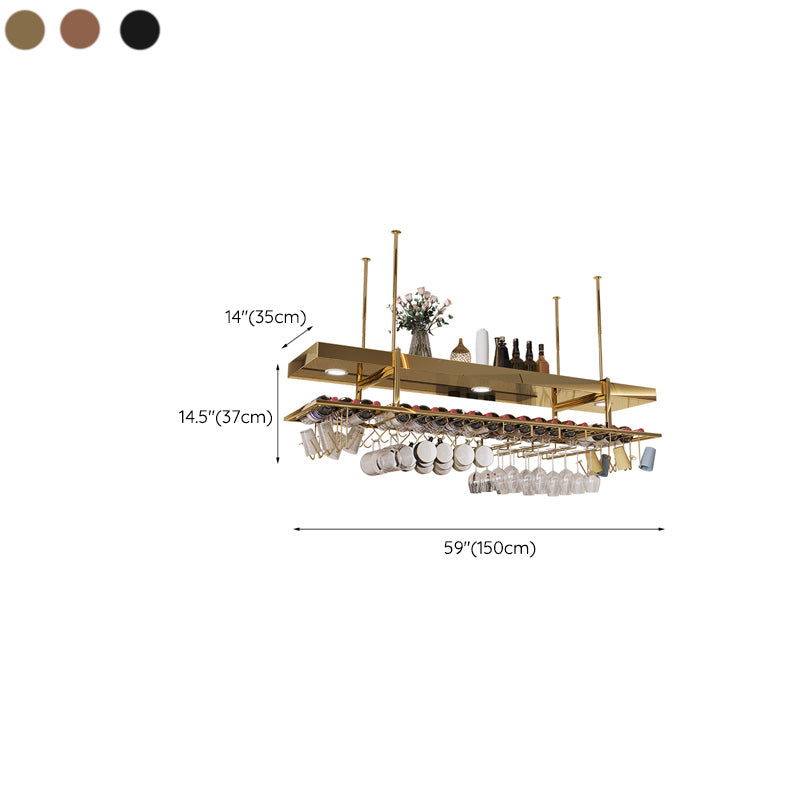 Modern hangende wijnrek metalen wijnfles en glazen rek voor eetkamer