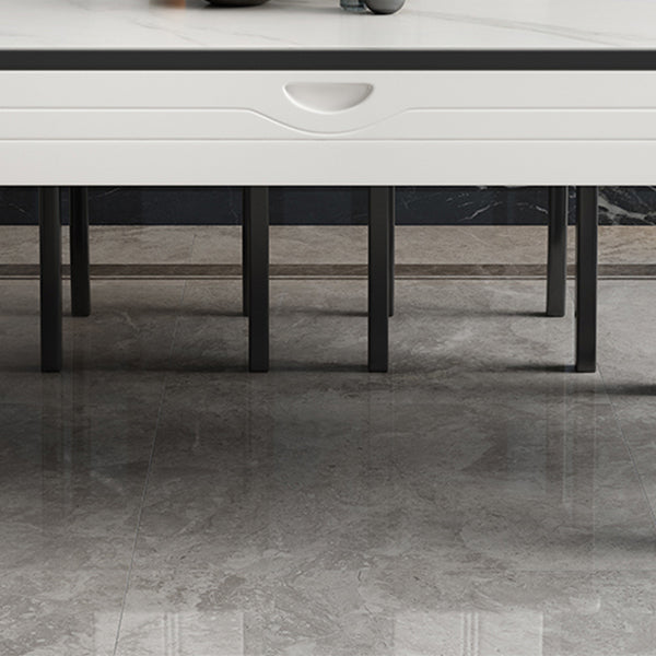 Moderne Stil Steinmöbel Set 7 Stücke runde Form Dinette Tisch mit armlosen Stuhl