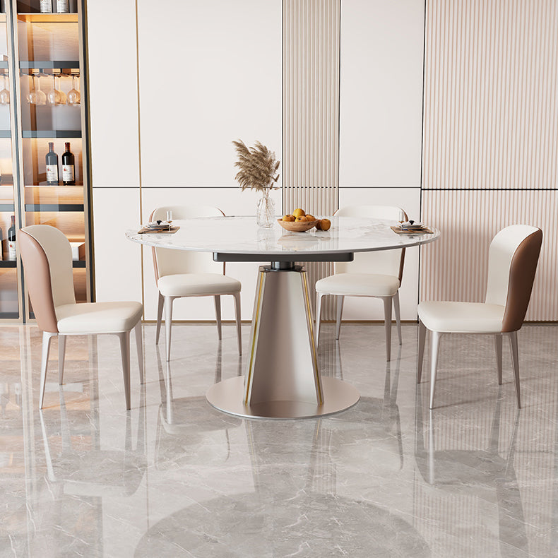 Weißes Stein Essset für zu Hause 1/5/7 Stücke moderne faltbare Esstisch Set