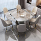 Hochglänzende graue Ess -Set mit weißen Stühlen 1/5/7 Stück Steinkühlung Set für Küche