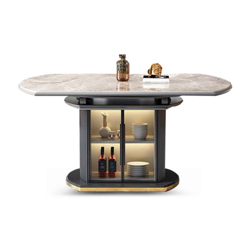 Hochglänzende graue Ess -Set mit weißen Stühlen 1/5/7 Stück Steinkühlung Set für Küche