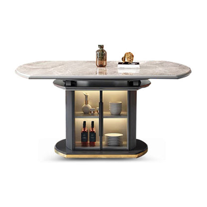 Hochglänzende graue Ess -Set mit weißen Stühlen 1/5/7 Stück Steinkühlung Set für Küche