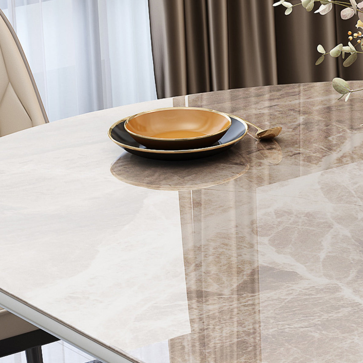 Hochglänzende graue Ess -Set mit weißen Stühlen 1/5/7 Stück Steinkühlung Set für Küche