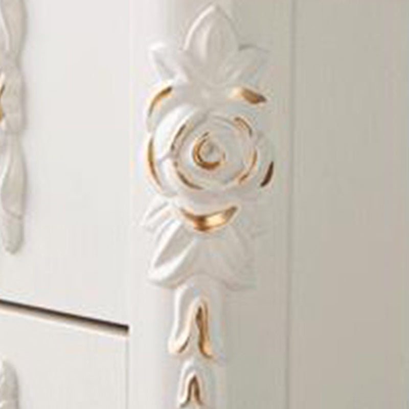 Cofre de almacenamiento de madera tradicional Casa vertical en blanco con cajones