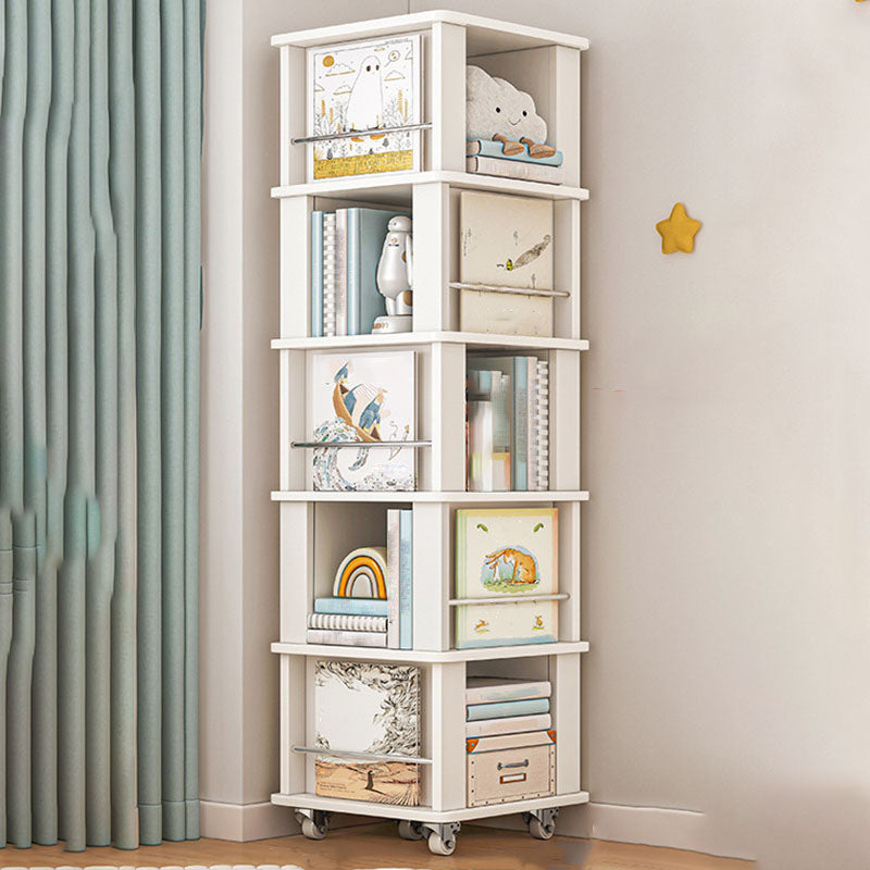 Engineered Wood Standard Bookcase Closed Back Scandinavian Bookshelf 15.7"L x 15.7"W x 64.2"H White Clearhalo 'Bookcases' 'furn' 'furn_bookcases' 'Furniture' 'Office Furniture' 7366814