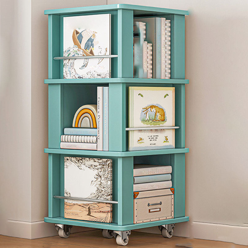 Engineered Wood Standard Bookcase Closed Back Scandinavian Bookshelf 15.7"L x 15.7"W x 39.4"H Aqua Clearhalo 'Bookcases' 'furn' 'furn_bookcases' 'Furniture' 'Office Furniture' 7366823