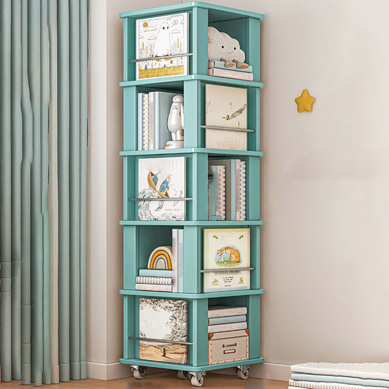 Engineered Wood Standard Bookcase Closed Back Scandinavian Bookshelf 15.7"L x 15.7"W x 64.2"H Aqua Clearhalo 'Bookcases' 'furn' 'furn_bookcases' 'Furniture' 'Office Furniture' 7366826