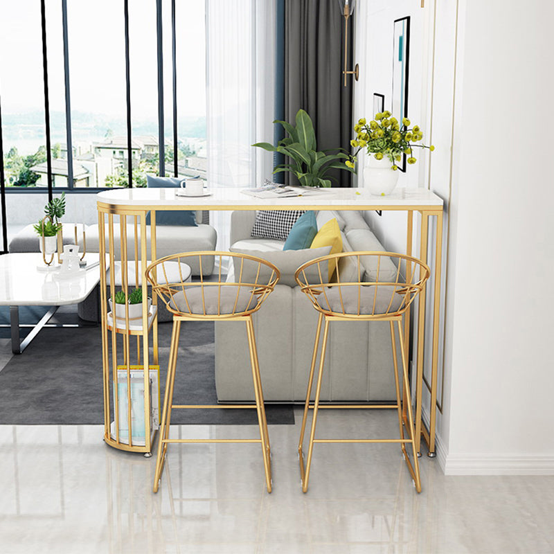 Tabourets de bar rond en métal tabourets à manger sans bras avec base en métal doré