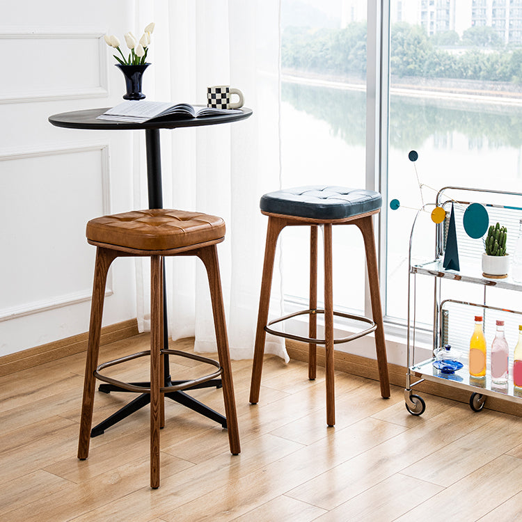 Industrial Solid Wood Bar Stools Living Room Upholstered Stool