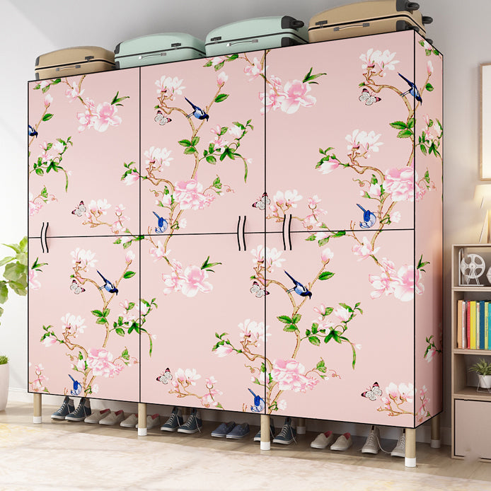 Modern Style Metal Frame Wardrobe Foldable Wardrobe with Garment Rod