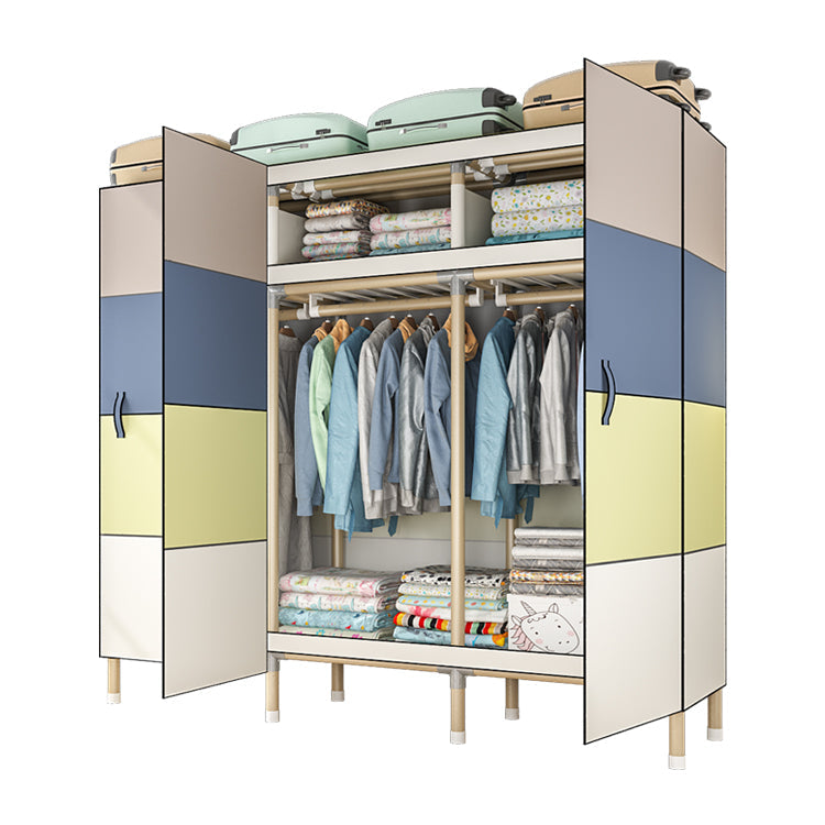 Modern Style Metal Frame Wardrobe Foldable Wardrobe with Garment Rod