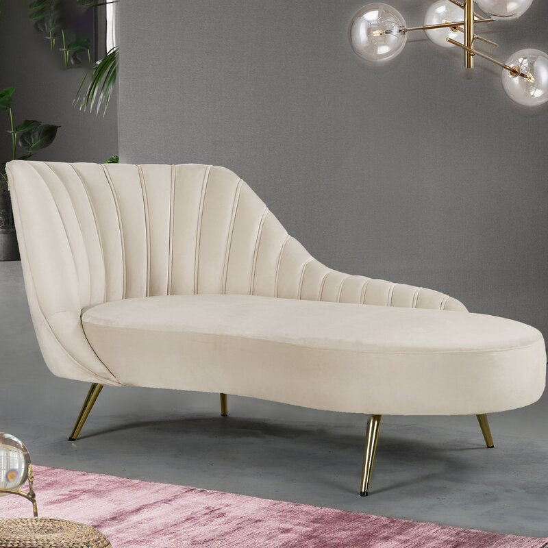 Contemporary Flannel Chaise One Armed Lounge Chair for Living Room Beige Clearhalo 'Chairs & Seating' 'Chaise Lounge' 'chaise_lounge' 'furn' 'furn_chaise_lounge' 'Furniture' 'Living Room Furniture' 7367389