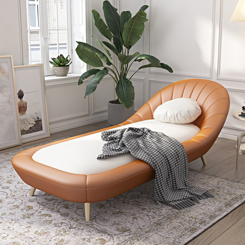 Modern Armless Chaise Lounge Faux Leather Chaise Lounge Sofa Orange Clearhalo 'Chairs & Seating' 'Chaise Lounge' 'chaise_lounge' 'furn' 'furn_chaise_lounge' 'Furniture' 'Living Room Furniture' 7367393