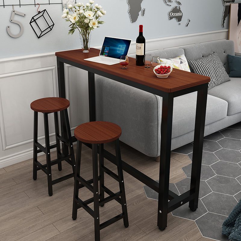 Industrial Rectangle Wood Counter Table 3/5 Pieces Bar Table Set for Cafe Table & Chair(s) Dark Brown Black Clearhalo 'Bar Furniture' 'furn' 'furn_home_bar_bar_sets' 'Furniture' 'Home Bars & Bar Sets' 'home_bar_bar_sets' 'Kitchen & Dining Furniture' 7367703