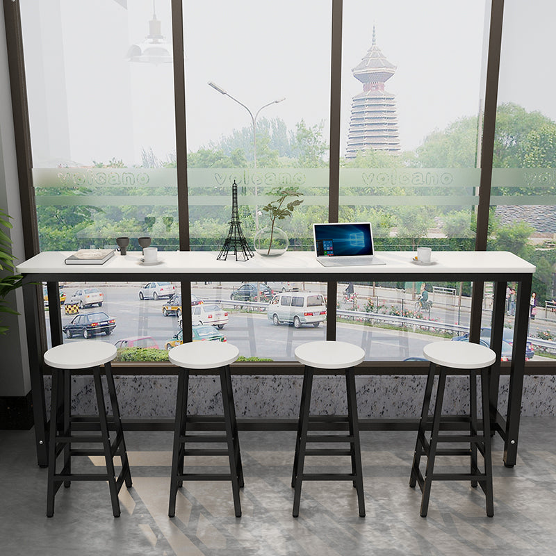 Industrial Rectangle Wood Counter Table 3/5 Pieces Bar Table Set for Cafe Table & Chair(s) White-Black Clearhalo 'Bar Furniture' 'furn' 'furn_home_bar_bar_sets' 'Furniture' 'Home Bars & Bar Sets' 'home_bar_bar_sets' 'Kitchen & Dining Furniture' 7367710
