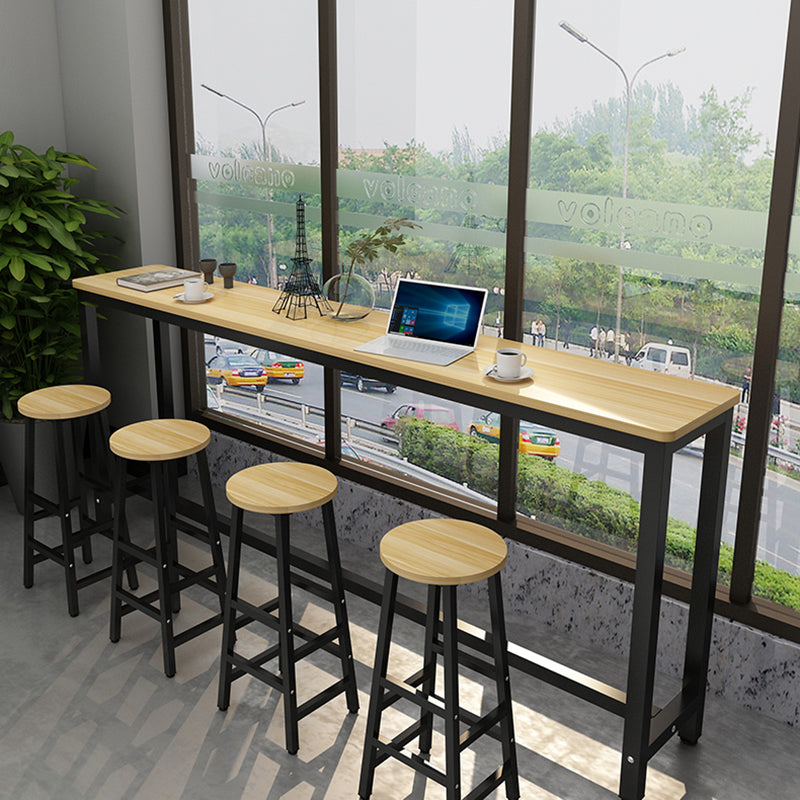 Industrial Rectangle Wood Counter Table 3/5 Pieces Bar Table Set for Cafe Table & Chair(s) Brown-Black Clearhalo 'Bar Furniture' 'furn' 'furn_home_bar_bar_sets' 'Furniture' 'Home Bars & Bar Sets' 'home_bar_bar_sets' 'Kitchen & Dining Furniture' 7367712