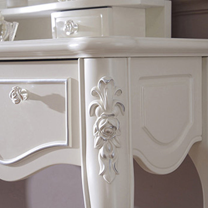 Victorian Solid Wood Vanity Dressing Table with Drawers Mirrored Makeup Vanit