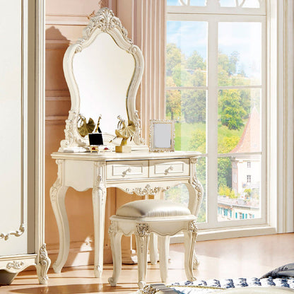 Victorian Solid Wood Vanity Dressing Table with Drawers Mirrored Makeup Vanit