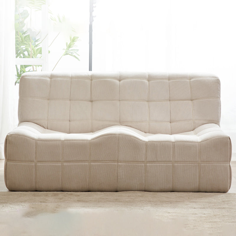 Scandinavian Corduroy Armless Sofa Minimalist 59" Wide Loveseat