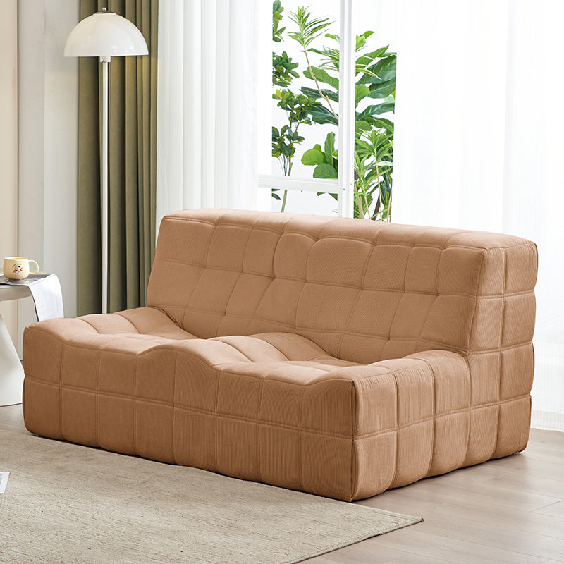 Scandinavian Corduroy Armless Sofa Minimalist 59" Wide Loveseat