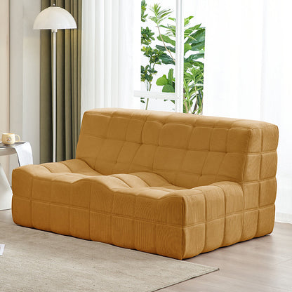 Scandinavian Corduroy Armless Sofa Minimalist 59" Wide Loveseat