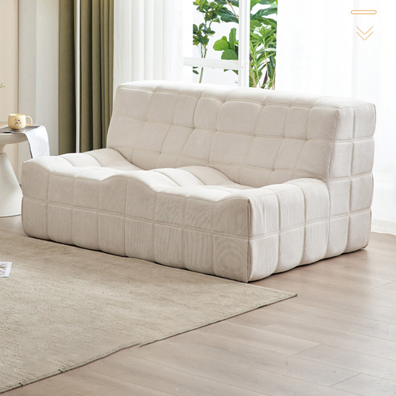Scandinavian Corduroy Armless Sofa Minimalist 59" Wide Loveseat