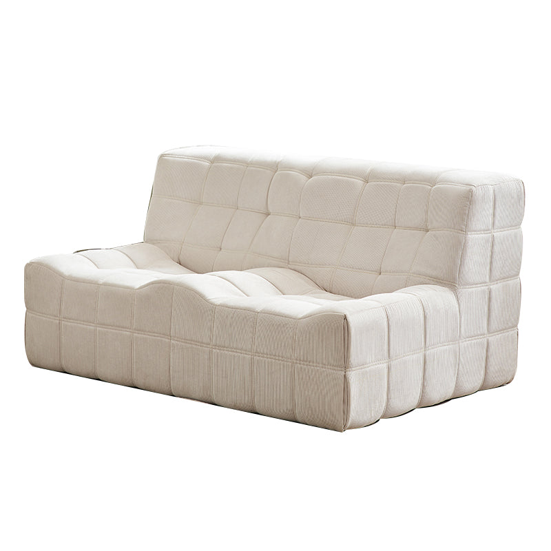 Scandinavian Corduroy Armless Sofa Minimalist 59" Wide Loveseat