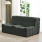 Scandinavian Corduroy Armless Sofa Minimalist 59" Wide Loveseat