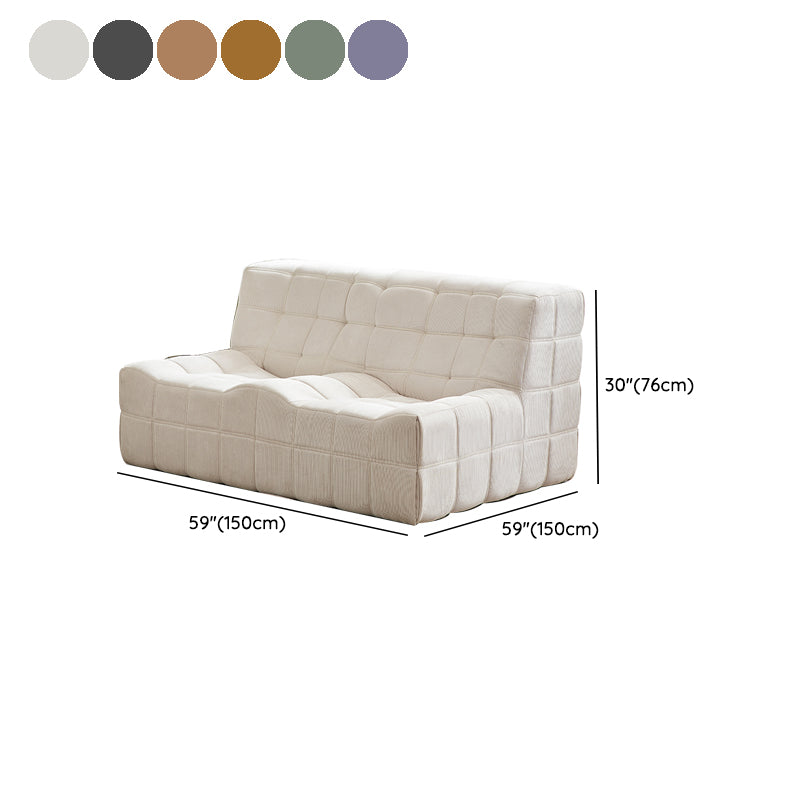 Scandinavian Corduroy Armless Sofa Minimalist 59" Wide Loveseat