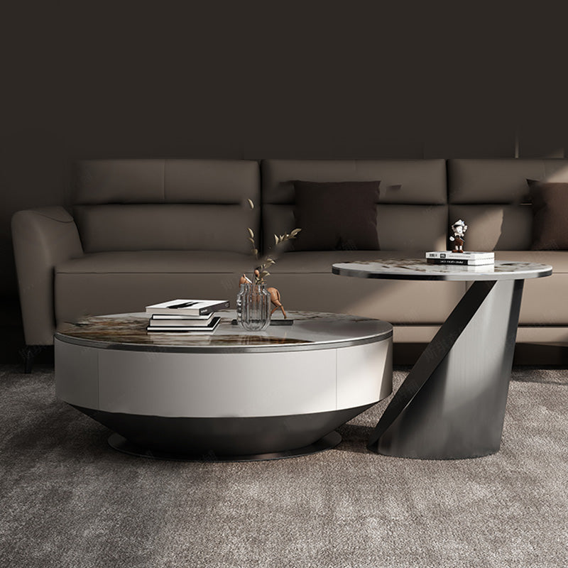 Glam Nesting Coffee Table Set Pedestal Coffee Table with Storage Drawers Clearhalo 'Coffee & Accent Tables' 'Coffee Tables' 'coffee_tables' 'furn' 'furn_coffee_tables' 'Furniture' 'Living Room Furniture' 7368193