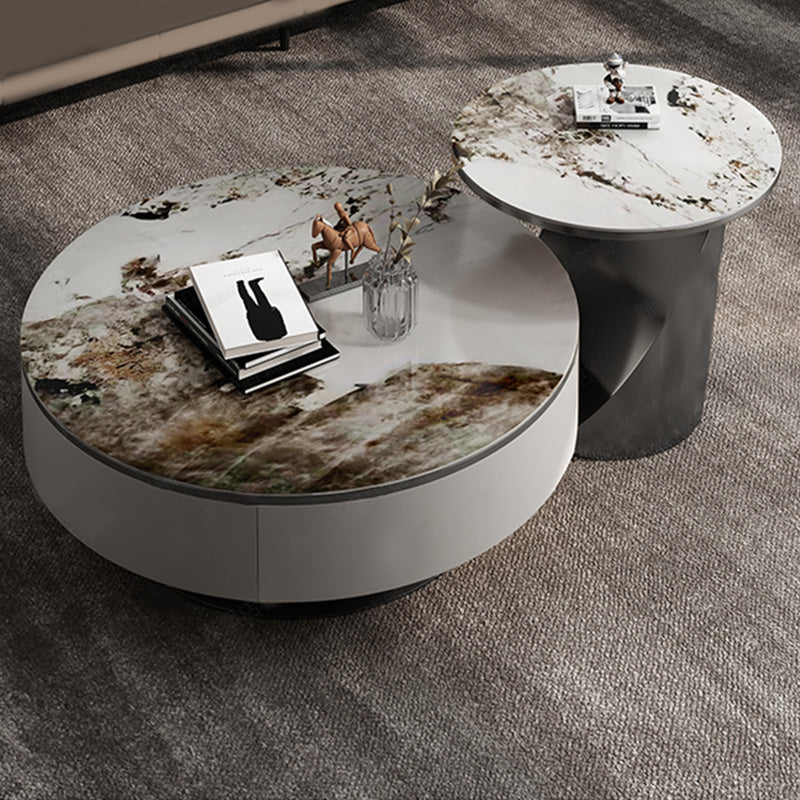 Glam Nesting Coffee Table Set Pedestal Coffee Table with Storage Drawers Clearhalo 'Coffee & Accent Tables' 'Coffee Tables' 'coffee_tables' 'furn' 'furn_coffee_tables' 'Furniture' 'Living Room Furniture' 7368195