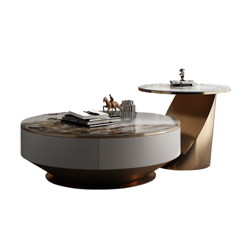 Glam Nesting Coffee Table Set Pedestal Coffee Table with Storage Drawers Clearhalo 'Coffee & Accent Tables' 'Coffee Tables' 'coffee_tables' 'furn' 'furn_coffee_tables' 'Furniture' 'Living Room Furniture' 7368197