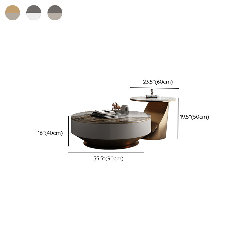 Glam Nesting Coffee Table Set Pedestal Coffee Table with Storage Drawers Clearhalo 'Coffee & Accent Tables' 'Coffee Tables' 'coffee_tables' 'furn' 'furn_coffee_tables' 'Furniture' 'Living Room Furniture' 7368201