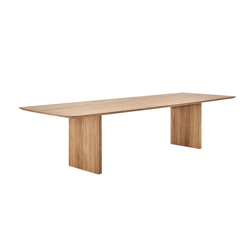 Matte Finish Dining Table with Double Pedestal Pine Wood Dinette Table for Kitchen Natural Without Chairs Clearhalo 'Dining Tables & Seating' 'Dining Tables' 'dining_table' 'furn' 'furn_dining_table' 'Furniture' 'Kitchen & Dining Furniture' 7369015