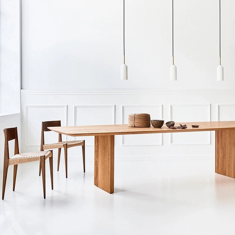 Matte Finish Dining Table with Double Pedestal Pine Wood Dinette Table for Kitchen Clearhalo 'Dining Tables & Seating' 'Dining Tables' 'dining_table' 'furn' 'furn_dining_table' 'Furniture' 'Kitchen & Dining Furniture' 7369016