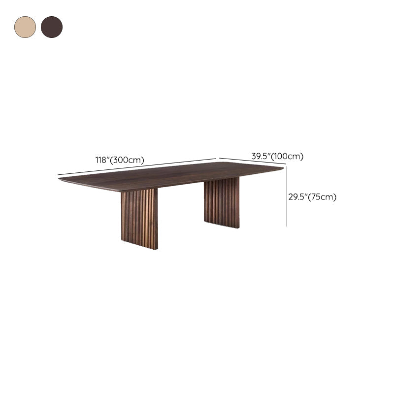Matte Finish Dining Table with Double Pedestal Pine Wood Dinette Table for Kitchen Clearhalo 'Dining Tables & Seating' 'Dining Tables' 'dining_table' 'furn' 'furn_dining_table' 'Furniture' 'Kitchen & Dining Furniture' 7369028