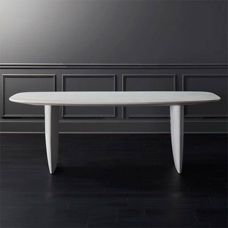 Rectangle White Indoor Dining Table Modern Dinette Table with Double Pedestal Without Chairs Clearhalo 'Dining Tables & Seating' 'Dining Tables' 'dining_table' 'furn' 'furn_dining_table' 'Furniture' 'Kitchen & Dining Furniture' 7369030