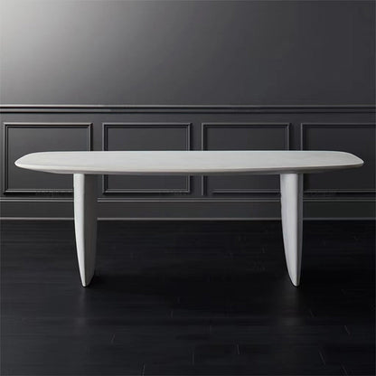 Rectangle White Indoor Dining Table Modern Dinette Table with Double Pedestal Without Chairs Clearhalo 'Dining Tables & Seating' 'Dining Tables' 'dining_table' 'furn' 'furn_dining_table' 'Furniture' 'Kitchen & Dining Furniture' 7369030