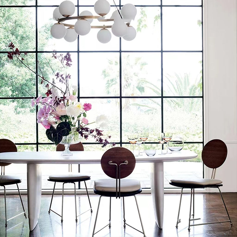 Rectangle White Indoor Dining Table Modern Dinette Table with Double Pedestal Clearhalo 'Dining Tables & Seating' 'Dining Tables' 'dining_table' 'furn' 'furn_dining_table' 'Furniture' 'Kitchen & Dining Furniture' 7369033