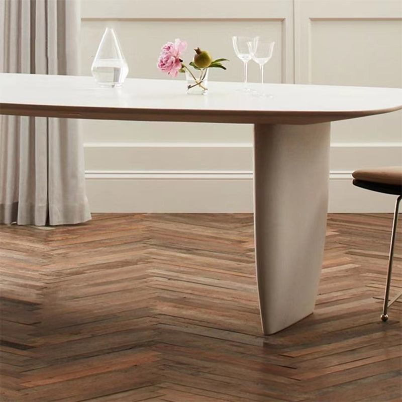Rectangle White Indoor Dining Table Modern Dinette Table with Double Pedestal Clearhalo 'Dining Tables & Seating' 'Dining Tables' 'dining_table' 'furn' 'furn_dining_table' 'Furniture' 'Kitchen & Dining Furniture' 7369035