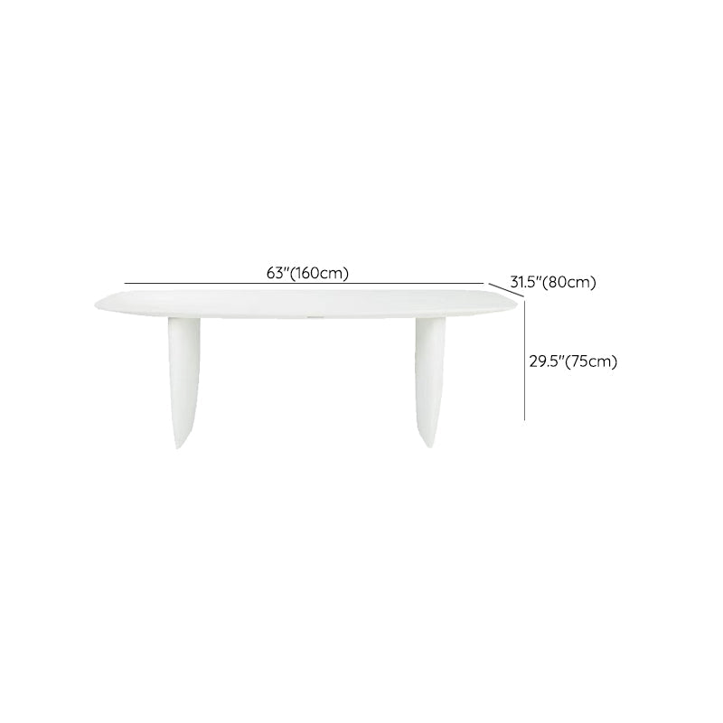 Rectangle White Indoor Dining Table Modern Dinette Table with Double Pedestal Clearhalo 'Dining Tables & Seating' 'Dining Tables' 'dining_table' 'furn' 'furn_dining_table' 'Furniture' 'Kitchen & Dining Furniture' 7369039